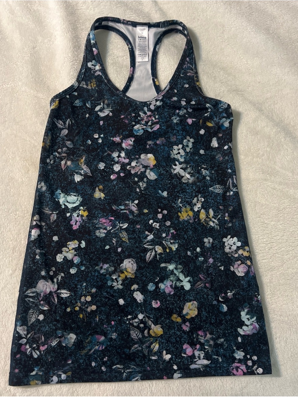 ivivva by lululemon Blue Floral Multicolor Print Racerback Tank Top 12